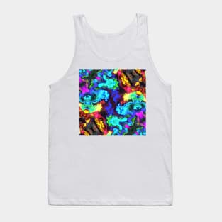 Psychedelic Hippie Square Blue Red Green Yellow and Purple Tank Top